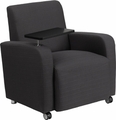 Gray fabric tablet armchair casters
