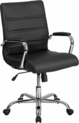black mid-back vinyl task chair