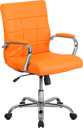 orange mid-back vinyl task chair