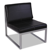 CUBE CHAIR, BLACK LEATHER WITH SILVER BASE
