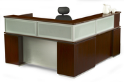 RECEPTION DESK CANYON SERIES, CONTEMPORARY WITH GLASS MODESTY PANEL